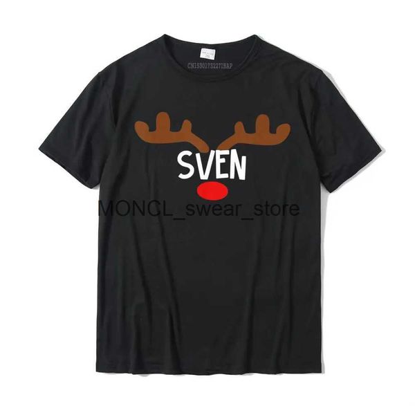 Camisetas para hombres Sven Reindeer Antler Funny Holiday Gift Camisas Camisas Tops Camas para abolladuras Algodón al por mayor Top único H240408