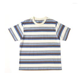 T-shirt da uomo SW1130 T-shirt in cotone a righe classiche di moda estiva T-shirt per adolescenti a maniche corte O-Collo Vintage T-shirt allentata quotidiana quotidiana