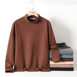 Camisetas para hombre, sudadera informal para hombre, camiseta de cuello medio alto para otoño e invierno, jersey de cuello alto, manga larga holgada con calefacción MA649