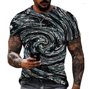 Heren t shirts wervelen 3D printing heren met korte mouwen ronde nek t-shirt hd lycra polyester casual merk kleding super groot formaat super groot