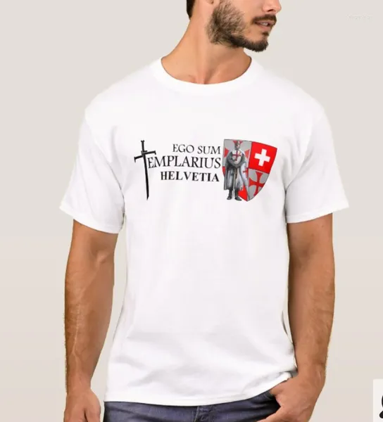 T-shirts pour hommes T-shirt avec armoiries suisses Templer Helvetia. Chemise d'été en coton à manches courtes et col rond pour hommes S-3XL