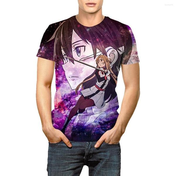 Camisetas para hombre Sword Art Online Battle de manga corta de verano para jóvenes, camiseta informal, camiseta de fondo, ropa bidimensional de Anime