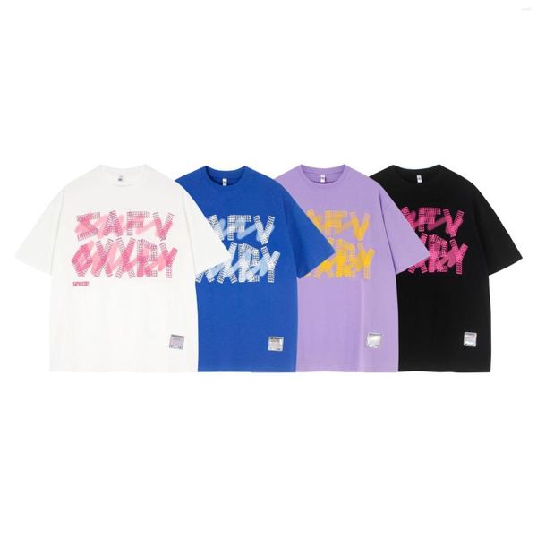 Camisetas para hombre Sycpman Diseño de moda Carta con estampado O Cuello Camisa de manga corta Hombres Hiphop Camisetas versátiles de gran tamaño