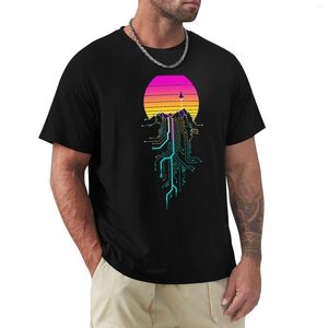 T-shirts pour hommes Synth Mountain Sunrise T-Shirt Chemise surdimensionnée Anime Vêtements Blouse Homme