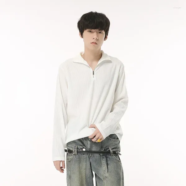 T-shirts pour hommes SYUHGFA T-shirts à manches longues Vêtements tendance Automne Style coréen Chemise ample Tricoté Sous-couche Single Wear Tee Tops