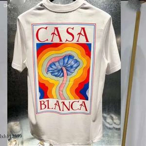 T-shirts voor heren T-merkontwerper T Tees Rainbow Mushroom Letter Afdrukken Kortjes met korte mouwen Katoen losse mannen Casa Blanca Dameshemd JHVD