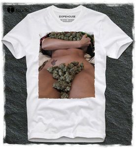 T-shirts T-shirts T-Sexy Meisje Kiffer Bong Grass Porno Porno Swag Pot Head Tee Shirt