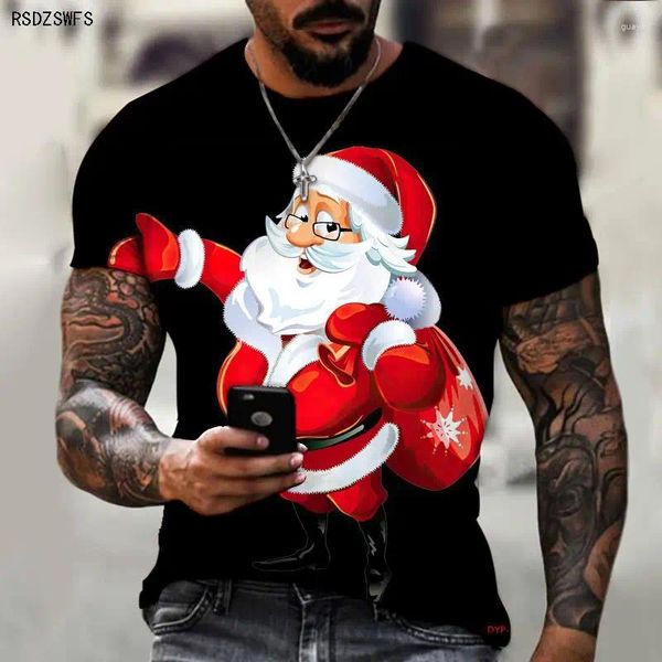 Camisetas para hombre Camiseta Diseño de marca Navidad Papá Noel Árbol Muñeco de nieve Vacaciones occidentales Impresión 3D de gran tamaño 5XL