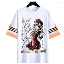 Camisetas para hombre, camiseta Sakura Cardcaptor, camiseta de manga corta con dibujos animados, camiseta de Cosplay, pintura de tinta, Unisex