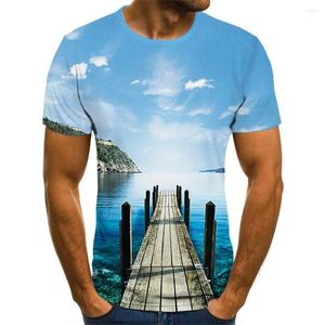 Camisetas para hombres camiseta escenario chino est￩tico concepci￳n art￭stica impresi￳n tendencia suelta manga de hip-hop dise￱o de verano