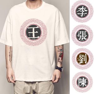 Heren t shirts t-shirt Chinese achternamen bedrukte shirtwoorden print katoenen paar kleding streetwear grafisch tee