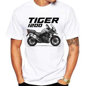 T-shirts masculins T-shirt de Equitao de Motocicleta Tigre Masculino Manga Curta R Esporte Branco Casual Boy Rider TS N Vero 800 900 1200 T240425