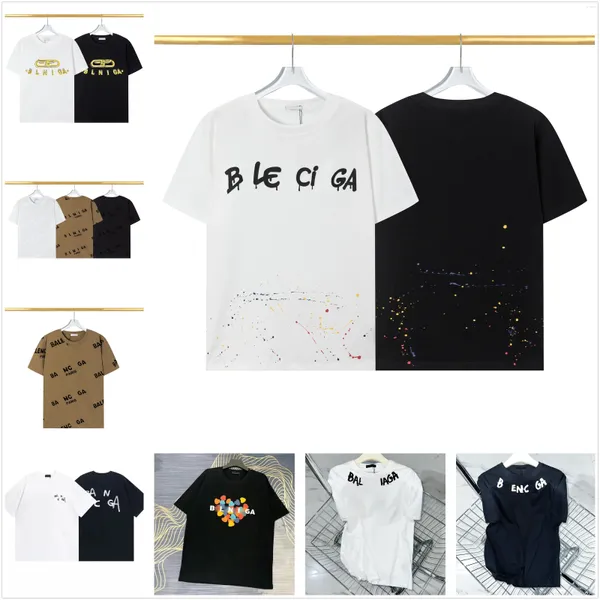 24SS T-shirts pour hommes T-shirt Designer Chest Gold Letter Logo Digital Direct Spray Mode Hommes et femmes avec le même surdimensionné à manches courtes