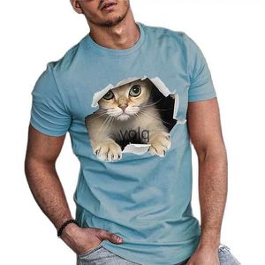 T-shirt da uomo T-shirt da uomo Gatto Casual Girocollo Stampa Manica corta Harajuku Cartone animato Animale Abbigliamento Prodotti di tendenza Streetwear Toppsyolq