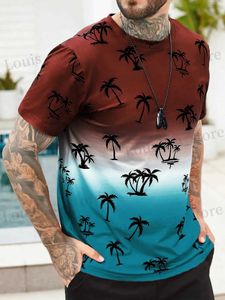 T-shirts masculins T-shirt pour hommes vêtements hawaïens coco-out trat motif d'été harajuku court slve ts ts t-cou tops masque t-shirt décontracté t240419