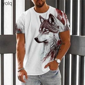 T-shirts voor heren T-shirt Voor heren Wolf Grafisch dier 3D Print Ronde hals Kort Retro mouw Vrije tijd Mode Trending Producten Street chic Topsyolq