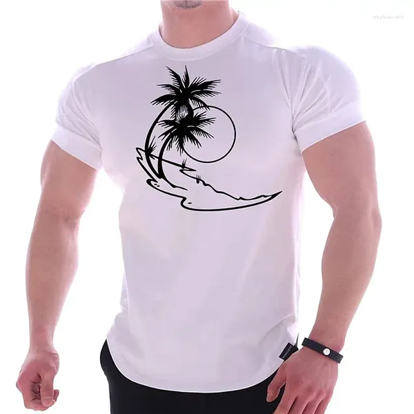 T-shirts hommes T-shirt chemise hawaïenne pour homme tendance vêtements masculins cocotier imprimé t-shirts de sport d'été surdimensionné à manches courtes