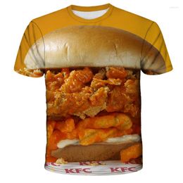 Heren t shirts t-shirt heren 2023 hiphop mode 3D hamburger friet fastfood losse unisex zomer tops tees shirt plus maat 5xl