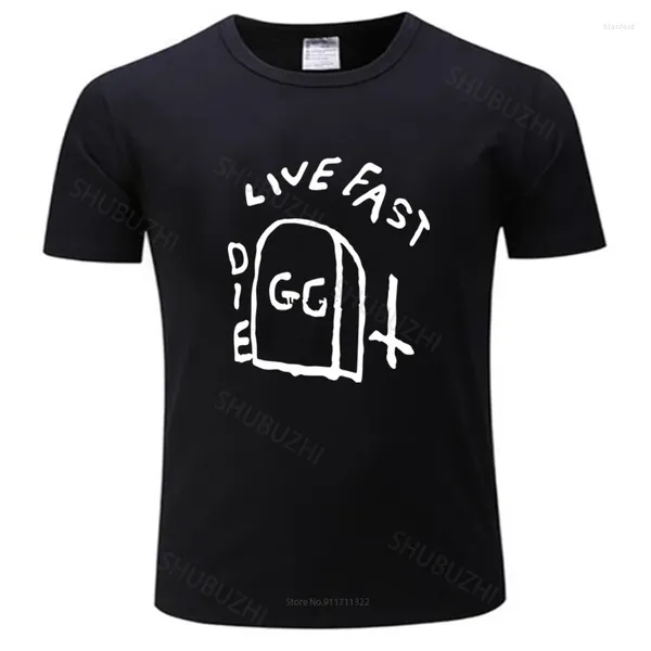 Camisetas para hombre, camiseta con cuello redondo Gg Allin Tombstone Live Fast Die, camiseta gráfica, camiseta para regalo de verano