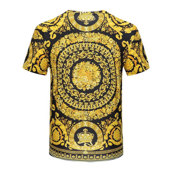 Camisetas para hombres Camiseta Camisetas para hombres Camiseta para hombre Estilo High Street Manga corta Cuello redondo Moda Flor dorada Impreso Camiseta para mujer G230309