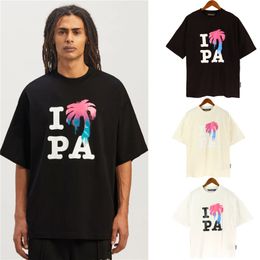 Heren T-shirts t-shirt Palms Palmangel City Designer Limited Inkjet Graffiti Letter Printing Heren Dames Zeilboot Korte mouwen Casual