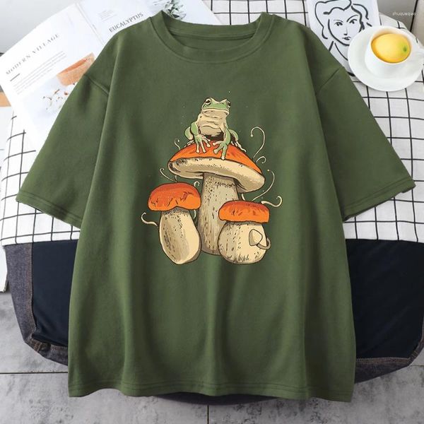 T-shirts pour hommes T-shirt rétro Hip Hop Sweatshirt de style pastoral Frog Imprimé à manches courtes Coton Coton décontracté.