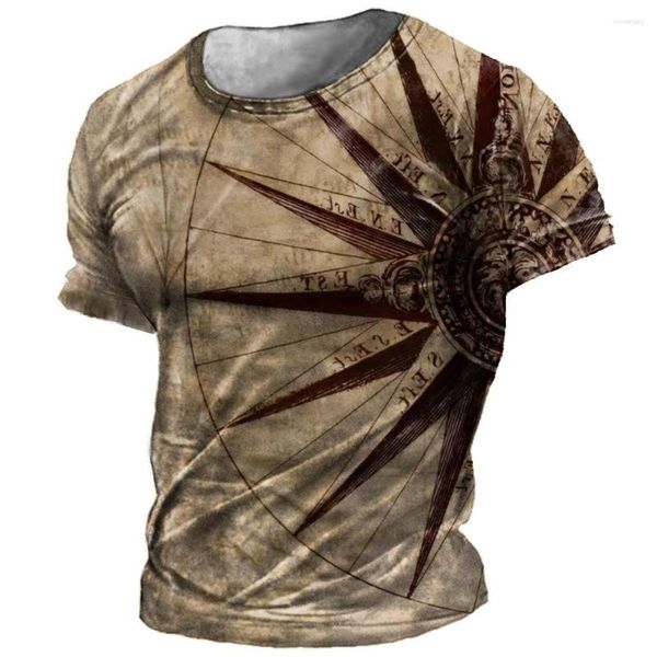 Camisetas para hombre Camiseta Cuello redondo Estampado 3D Manga corta Suelta Top diario Ropa de verano fuerte