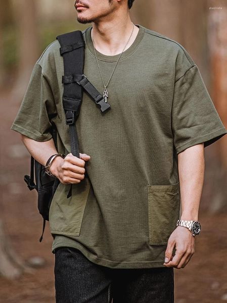 T-shirts pour hommes T-shirt manches courtes 2 poches t-shirts de style militaire vintage camping randonnée en plein air vêtements pour hommes