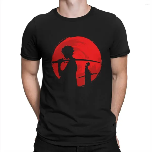 T-shirt da uomo T-shirt Sign Crazy Cotton Tees Manica corta S-Samurai Champloo Maglietta anime Girocollo Abbigliamento stampato