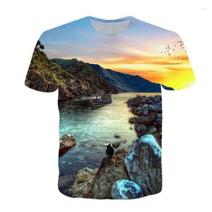 Heren t shirts t-shirt zomer 2022 zee landschap grafisch shirt mode casual top strandstijl 3D printing harajuku t-shirts
