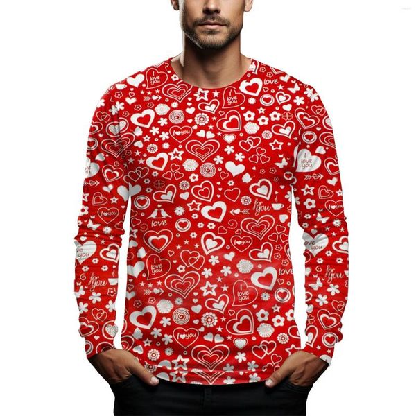 T-shirt manches longues pour hommes, imprimé de la saint-valentin, décontracté, à la mode, Sudaderas Para Hombres, tricot, boutique officielle