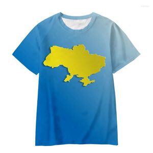 Camisetas para hombre, camiseta de algodón 3D de verano 2023, estampado de mapa de bandera ucraniana, tamaño europeo de gran tamaño