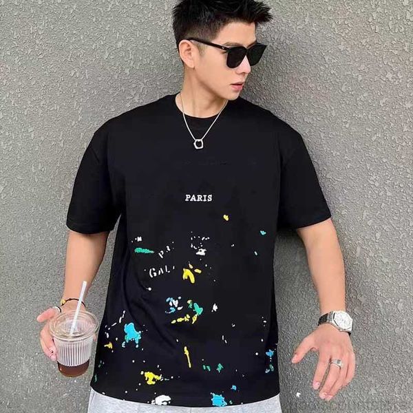 Camisetas para hombres Camisetas actuales Galería de Los Ángeles Ess Ess Essp Speckle Letter T Shirt Pintado a mano Hombres de manga corta Mujeres Tei1f2ff13