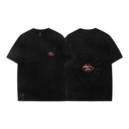 T-shirts T-shirts voor heren T-shirts Designer 23 Chrome // Hartjaar Nieuwe Croix T-shirt T-shirt Correct Lip Embroidery Print