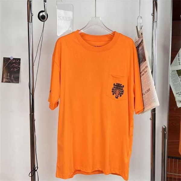 Camisetas para hombres Camisetas Diseñador Chrome // Heart Cro Orange Sword Cross Horseshoe Camiseta de manga corta Tebf