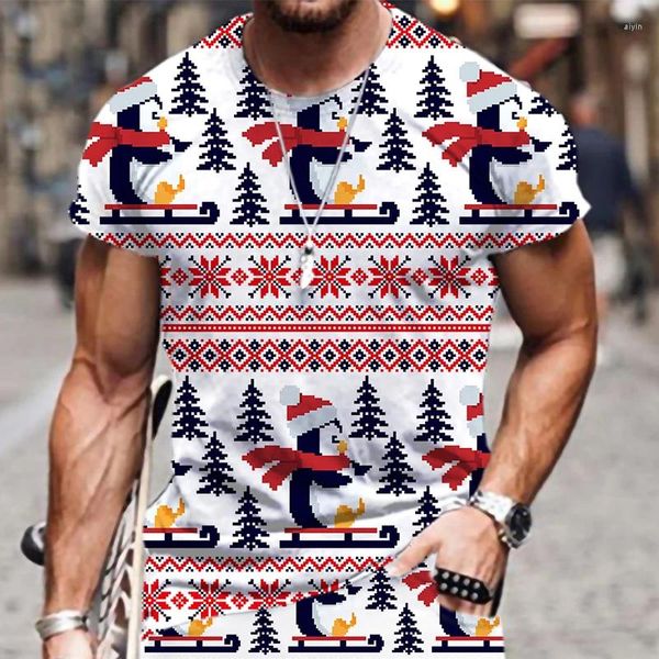 T-shirts pour hommes T-shirts Homme Modèle de Noël Mode Manches courtes Harajuku Cool Hip Hop 3D Imprimer drôle respirant lâche style col rond