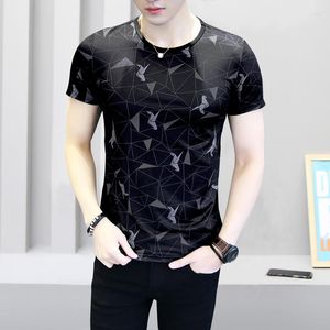 T-shirts hommes T-shirts hommes vêtements d'été mâle glace soie hauts t-shirts mode impression à manches courtes o-cou jersey homme 2023 plus taille 4XL