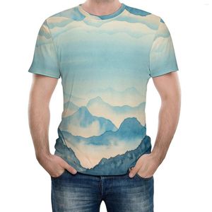 T-shirts pour hommes T-shirts Régions du Nord du monde avec Misty Mountain Peaks Travel Eur Size Vintage