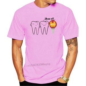 Heren t-shirts t shirts show-off tand nieuwigheid korte mouw tandheelkundige tandarts tandarts tandheelkunde tees o nek tops puur katoen 4x 5x t-shi