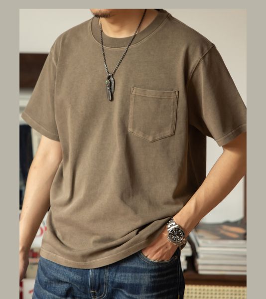 T-shirts pour hommes T1-0014 RedTornado grande taille Mans 340gsm lourd épais t-shirt décontracté coton Batik teinture t-shirt 4 couleurs 230420