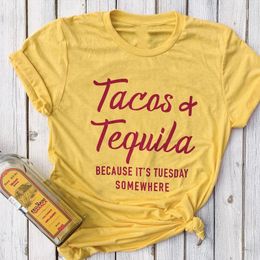 Heren t shirts taco's en tequila omdat het dinsdag ergens is shirt dames taco t-shirt zomer korte mouwen tee femme kleren