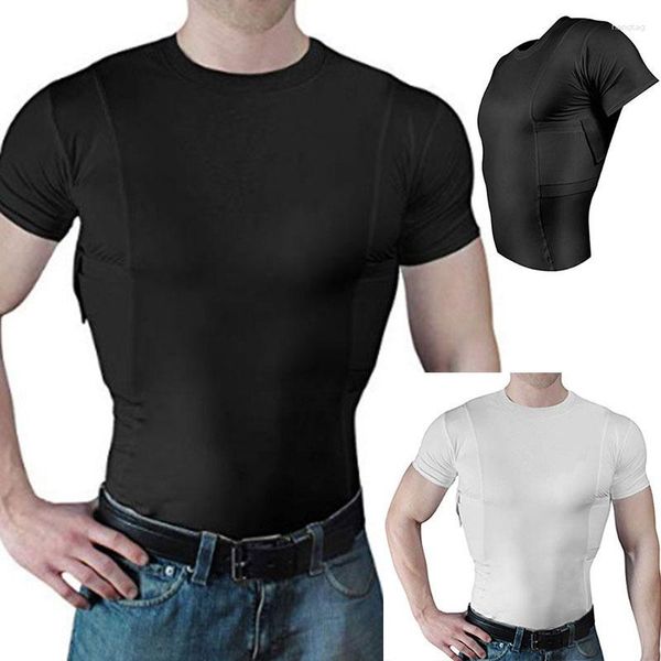 Camisetas para hombre, ropa táctica, camiseta de transporte oculto, funda de pistola, camisa de manga corta, pistola Invisible para hombres y mujeres