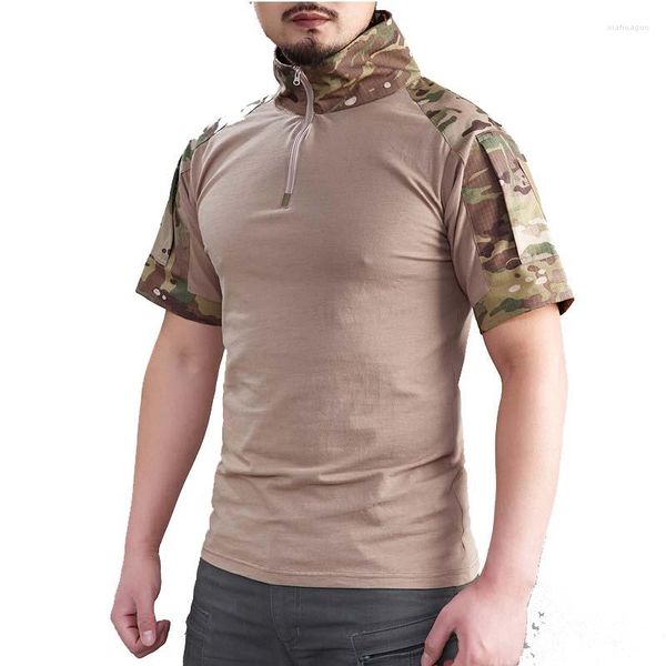 T-shirts pour hommes T-shirts tactiques T-shirt militaire extérieur pour hommes Chemise à manches courtes à séchage rapide Randonnée Chasse Armée Combat Hommes Multicam Respirant