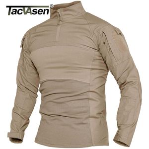 T-shirts voor heren Tacvasen Mens Militaire gevechtsoverhemden 14 Zip Tactische Tactical Hirts Long Sleeve Shirts Outdoor Wandel Leger Shirts Casual pullover tops 230311