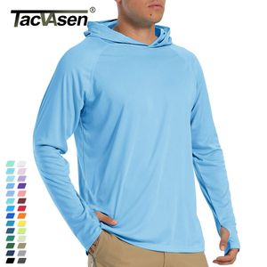 T-shirts pour hommes TACVASEN Protection solaire hommes à manches longues à capuche décontracté résistant aux UV respirant léger à séchage rapide t-shirts mâle 230920
