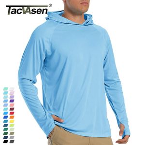 Heren t-shirts tacvasen zonbescherming heren lange mouw hoodie casual uv-proof ademende lichtgewicht snel droge t shirts man 221130