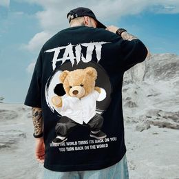 T-shirt da uomo Tai Chi Bear Stampa camicia da uomo in cotone estivo manica corta Tee Y2k stile Anime top T-shirt oversize streetwear 8XL