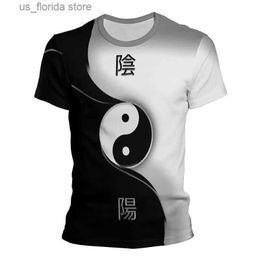 T-shirts pour hommes Tai Chi Print T-shirt Croyances chinoises traditionnelles Tai Ji Yin Yang Short Slve Huit Trigrammes Gossip Graphic Strtwear Top Ts Y240321