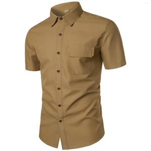 Camisetas para hombre Tan para hombre Camiseta con solapa Moda Casual Color Manga corta Manga transpirable Retro Hombres occidentales