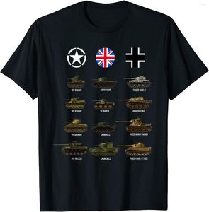 Camisetas para hombre, tanques Sherman Hellcat Panzer Tiger para fanáticos de tanques, camiseta informal de manga corta de algodón con cuello redondo para hombre